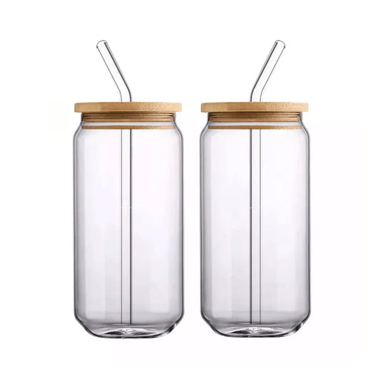 Glass Cups with Bamboo Lids