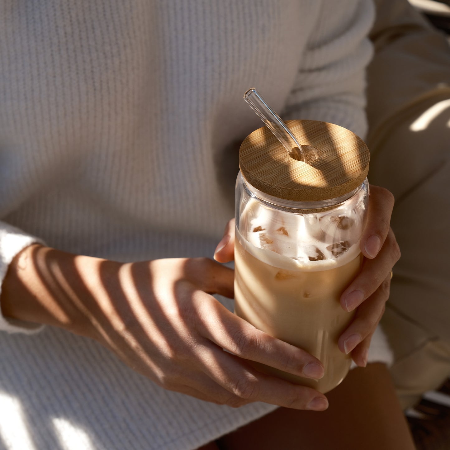 Glass Cups with Bamboo Lids